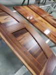 Custom wood doors and panels finished to a rich, durable sheen by Leone’s Custom Coatings. Custom wood door and solid wood panels with a high-gloss professional wood finish by Leone’s Custom Coatings.